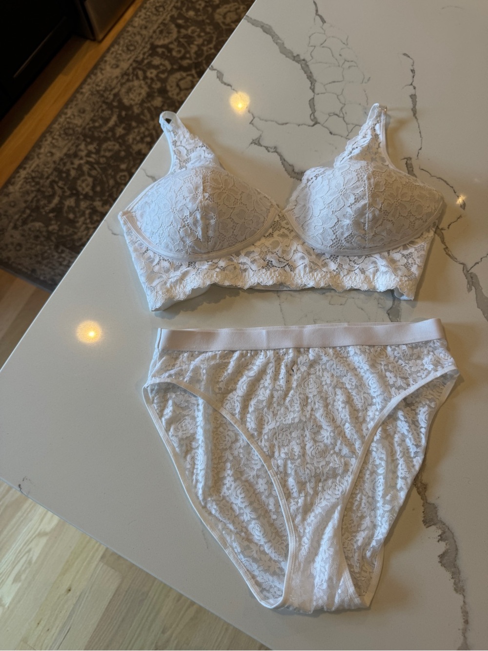 Maidenform White Lace Bralette and Brief Set